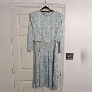 Carolyne Barton pastel green silk & sequin vintage dress size 14